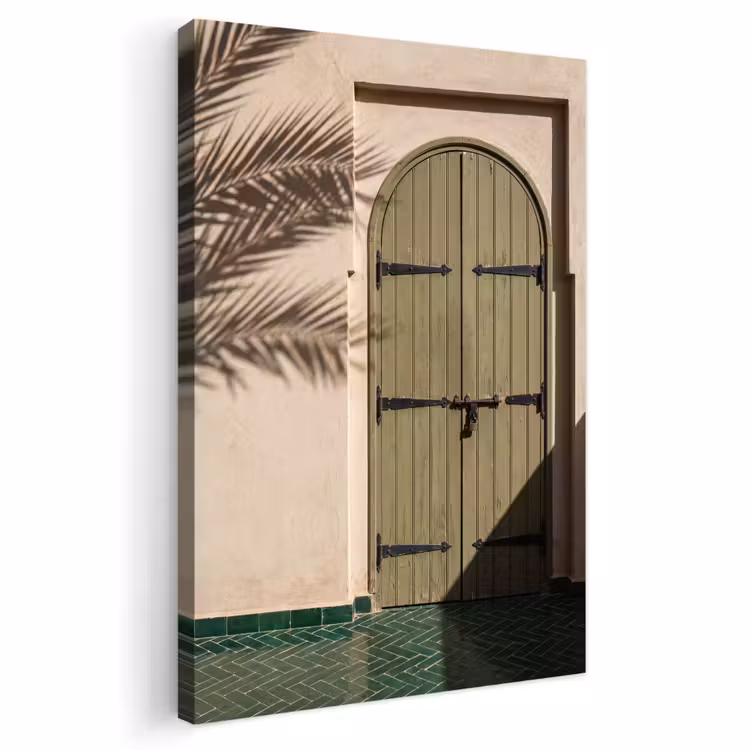 Deur - Hout - Architectuur - Groen - Rustiek Tuinposter op houten frame 2 cm dik klein -3d
