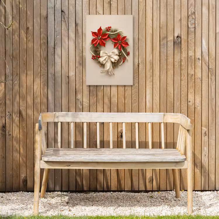 Deurkrans - Strik - Kerst - Rood - Groen Tuinposter op houten frame 2 cm dik klein -sfeer4