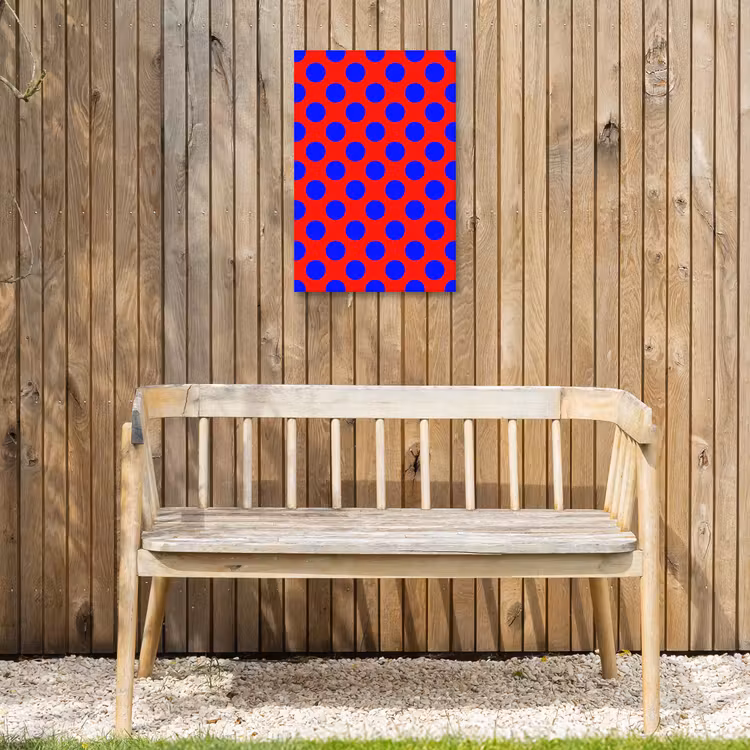 Dots - Klassiek - Rood Tuinposter op houten frame 2 cm dik klein 841 -sfeer4