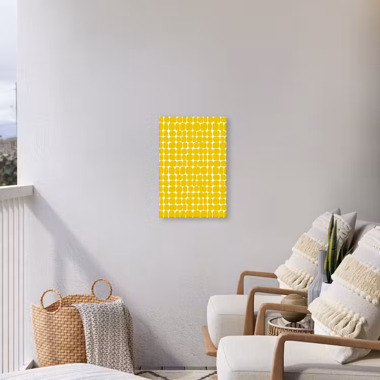 Stippen - Modern - Geel Tuinposter op houten frame 2 cm dik klein 841 -sfeer1