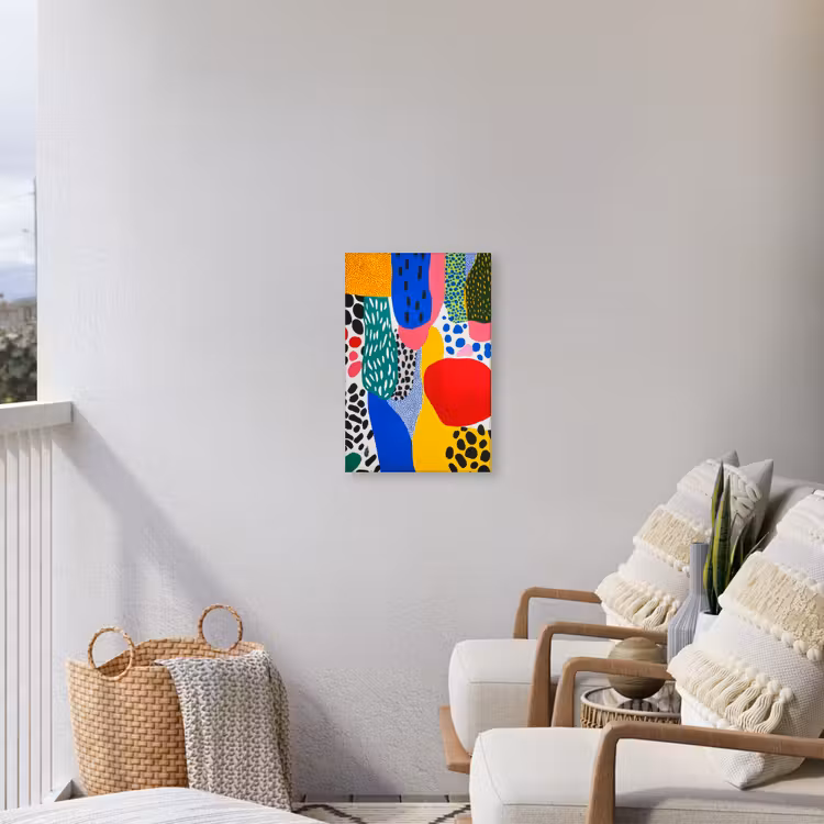 Stippen - Vormen - Modern - Kleuren Tuinposter op houten frame 2 cm dik klein -sfeer1