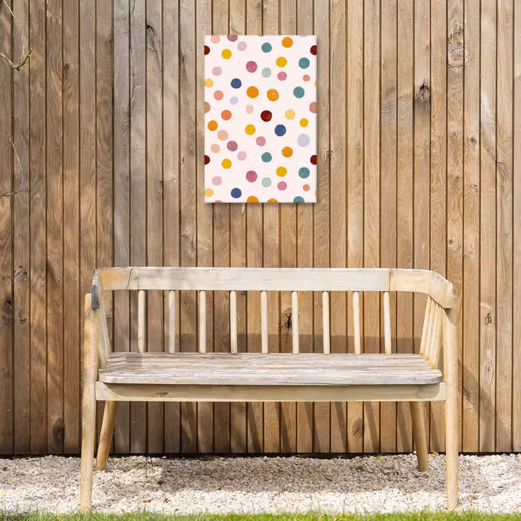 Stippen - Subtiel - Kleurrijk Tuinposter op houten frame 2 cm dik klein 841 -sfeer4