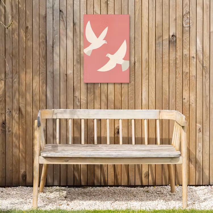 Duiven - Wit - Sierlijk Tuinposter op houten frame 2 cm dik klein -sfeer4