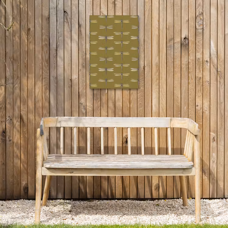 Libellen - Patroon - Groen Tuinposter op houten frame 2 cm dik klein 841 -sfeer4