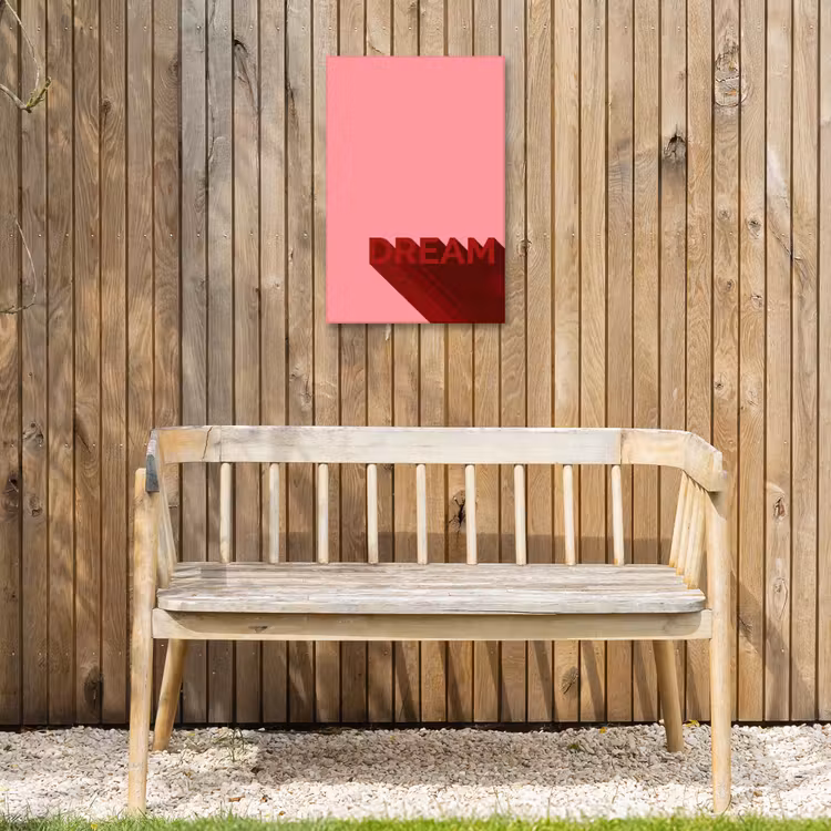Dream - 3D - Rood - Roze Tuinposter op houten frame 2 cm dik klein -sfeer4