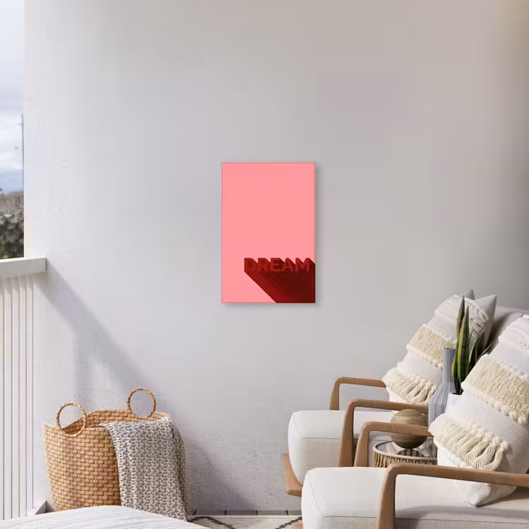 Dream - 3D - Rood - Roze Tuinposter op houten frame 2 cm dik klein -sfeer1
