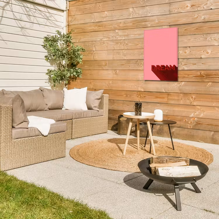 Dream - 3D - Rood - Roze Tuinposter op houten frame 2 cm dik klein -sfeer2