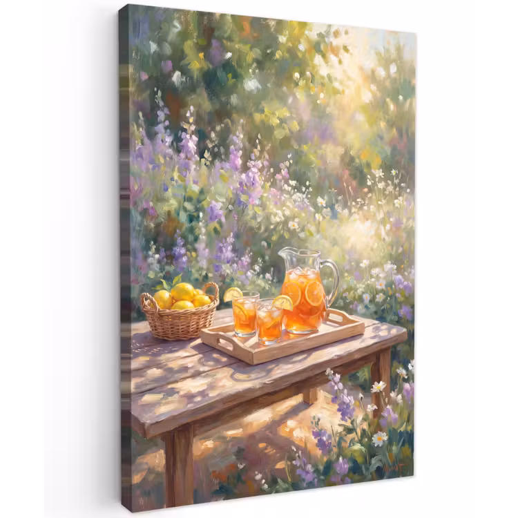 Drank - Citroen - Zomer - Tuin - Geel Tuinposter op houten frame 2 cm dik klein -3d
