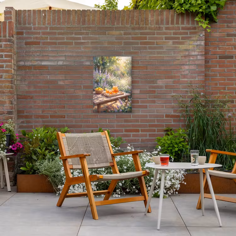 Drank - Citroen - Zomer - Tuin - Geel Tuinposter op houten frame 2 cm dik klein -sfeer3