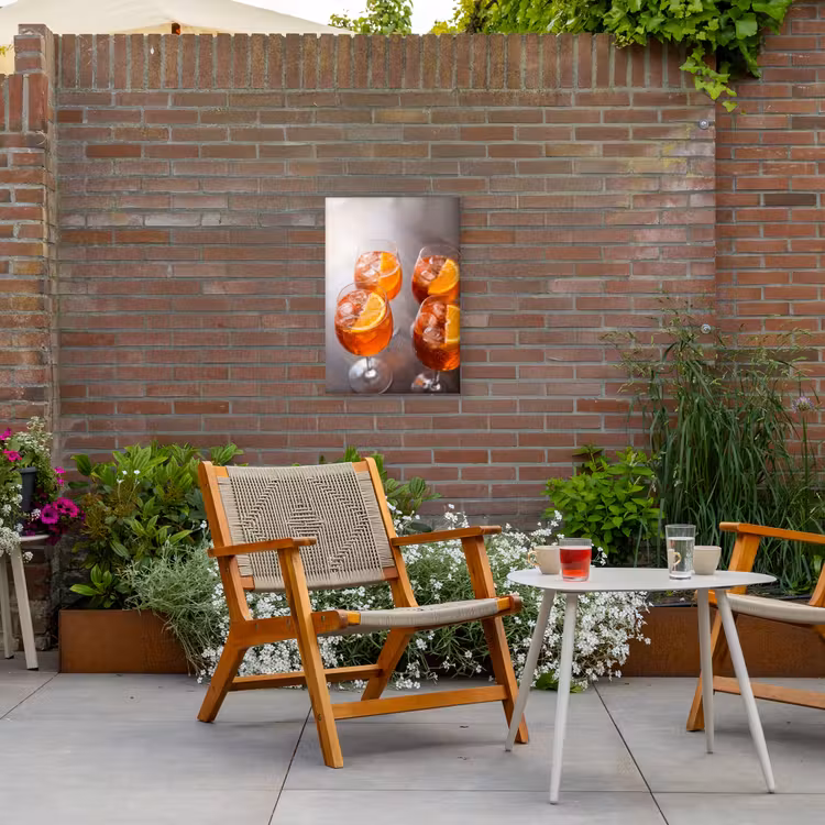 Drank - Sinaasappel - IJs - Zomer - Oranje Tuinposter op houten frame 2 cm dik klein -sfeer3