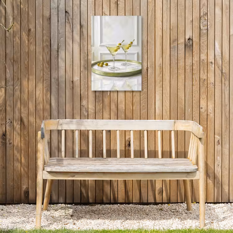Drank - Martini - Olijven - Modern - Wit Tuinposter op houten frame 2 cm dik klein -sfeer4