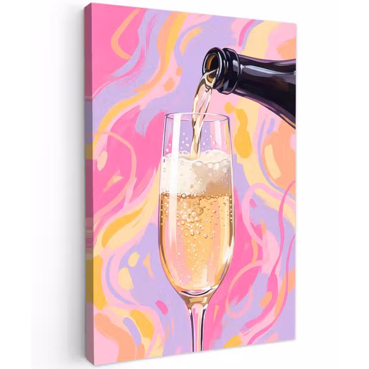 Drank - Inschenken - Feest - Abstract - Roze Tuinposter op houten frame 2 cm dik klein -3d