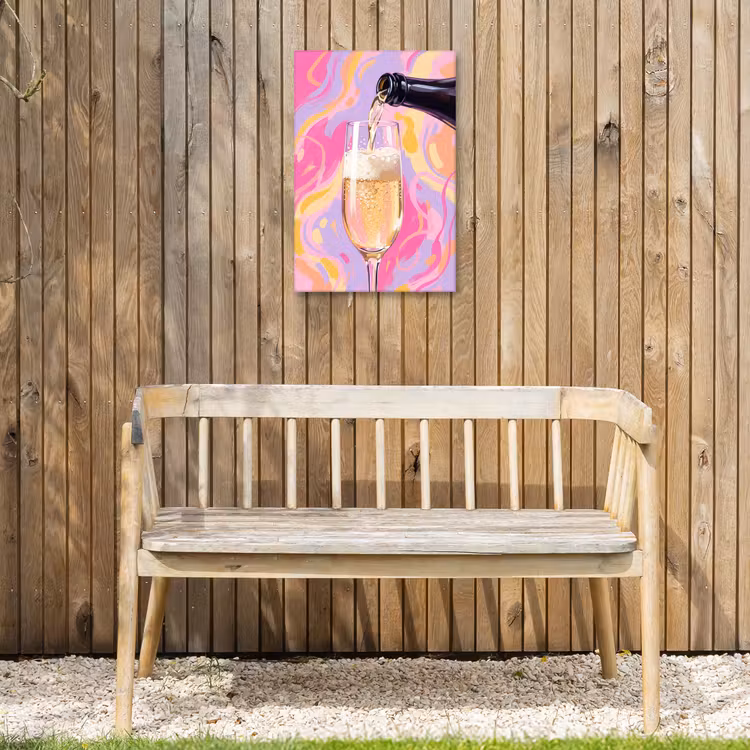 Drank - Inschenken - Feest - Abstract - Roze Tuinposter op houten frame 2 cm dik klein -sfeer4