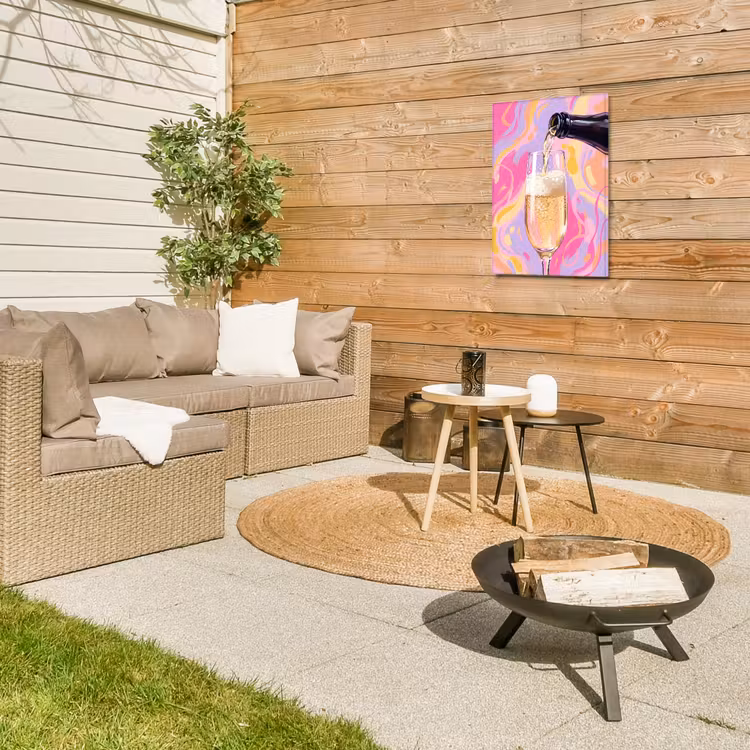 Drank - Inschenken - Feest - Abstract - Roze Tuinposter op houten frame 2 cm dik klein -sfeer2