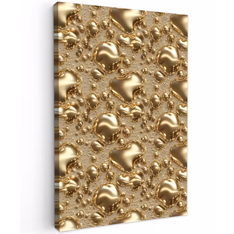 Druppels - Organisch - Goud Tuinposter op houten frame 2 cm dik klein 841 -3d