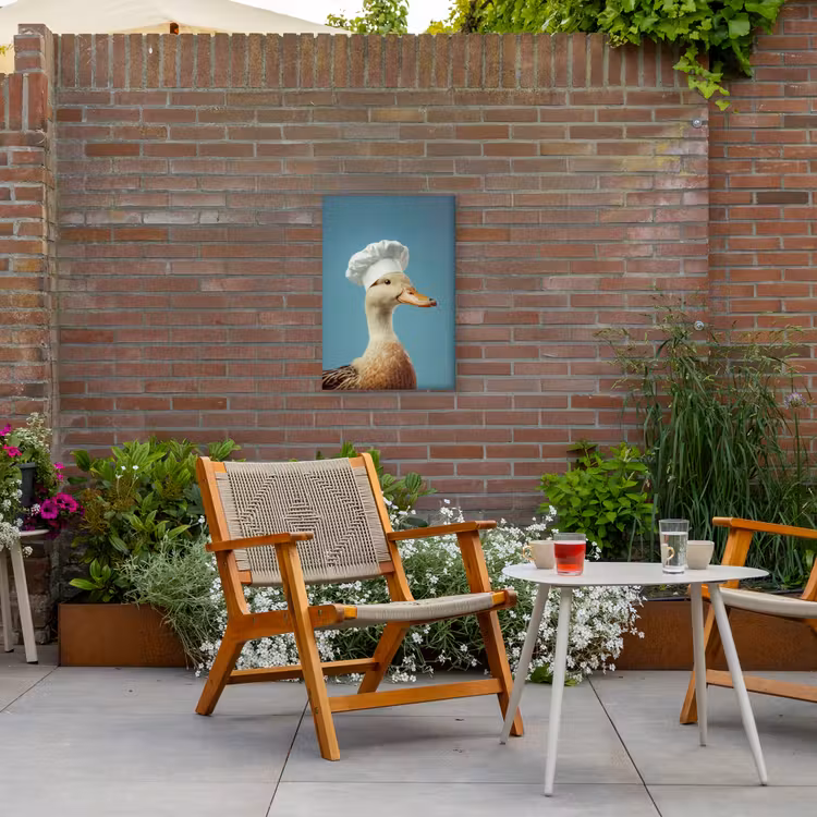 Eend - Koksmuts - Cute - Vogel Tuinposter op houten frame 2 cm dik klein -sfeer3