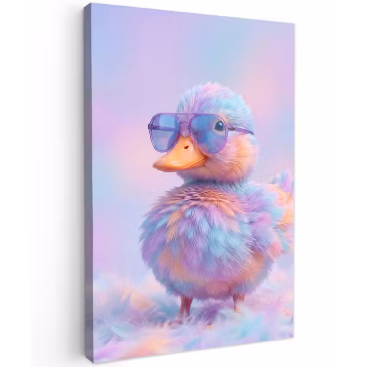 Eend - bril - Pastel Tuinposter op houten frame 2 cm dik klein -3d