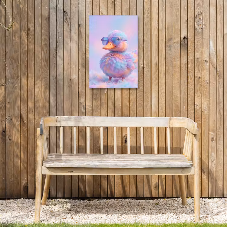 Eend - bril - Pastel Tuinposter op houten frame 2 cm dik klein -sfeer4