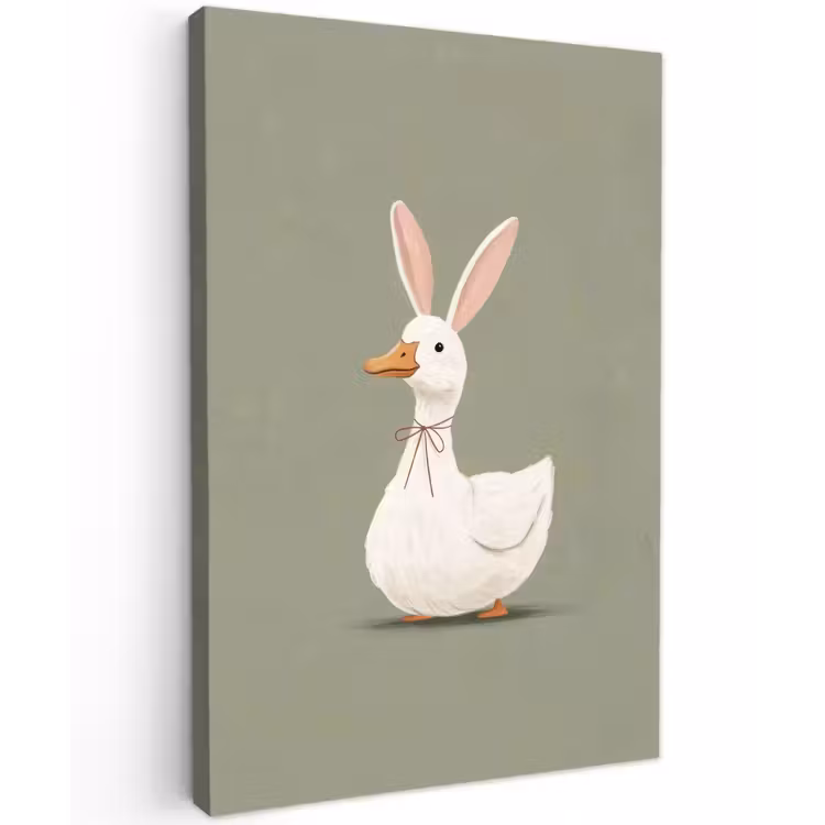 Eend - Konijnoren - Grijs Tuinposter op houten frame 2 cm dik klein -3d