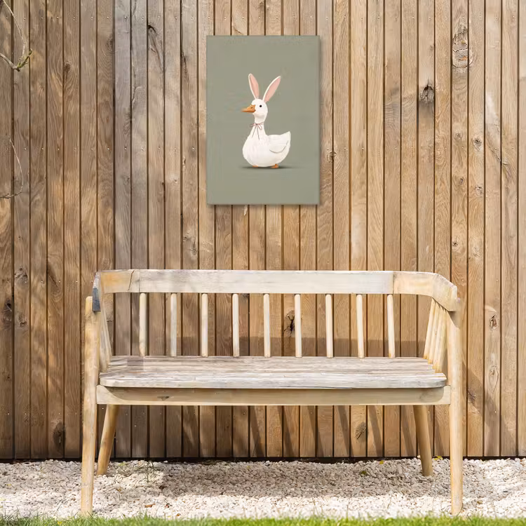 Eend - Konijnoren - Grijs Tuinposter op houten frame 2 cm dik klein -sfeer4