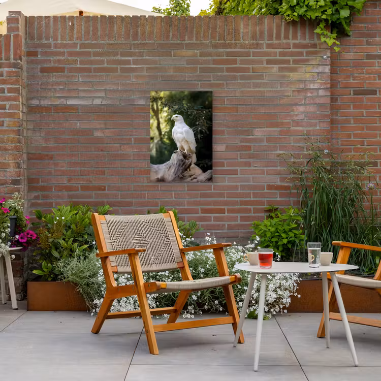 Arend - Hout - Wit - Planten Tuinposter op houten frame 2 cm dik klein -sfeer3