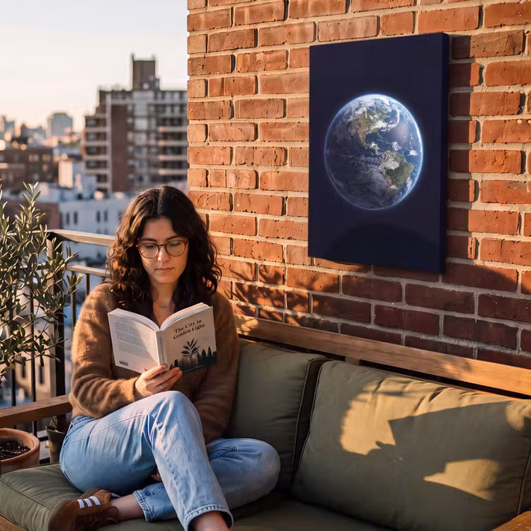 Outdoor Canvas Print - Earth - Space - Cosmos - Aarde - Ruimte - Kosmos Tuinposter op houten frame 2 cm dik klein