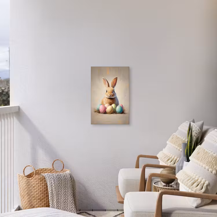 Paashaas - Pastel - Eieren Tuinposter op houten frame 2 cm dik klein -sfeer1