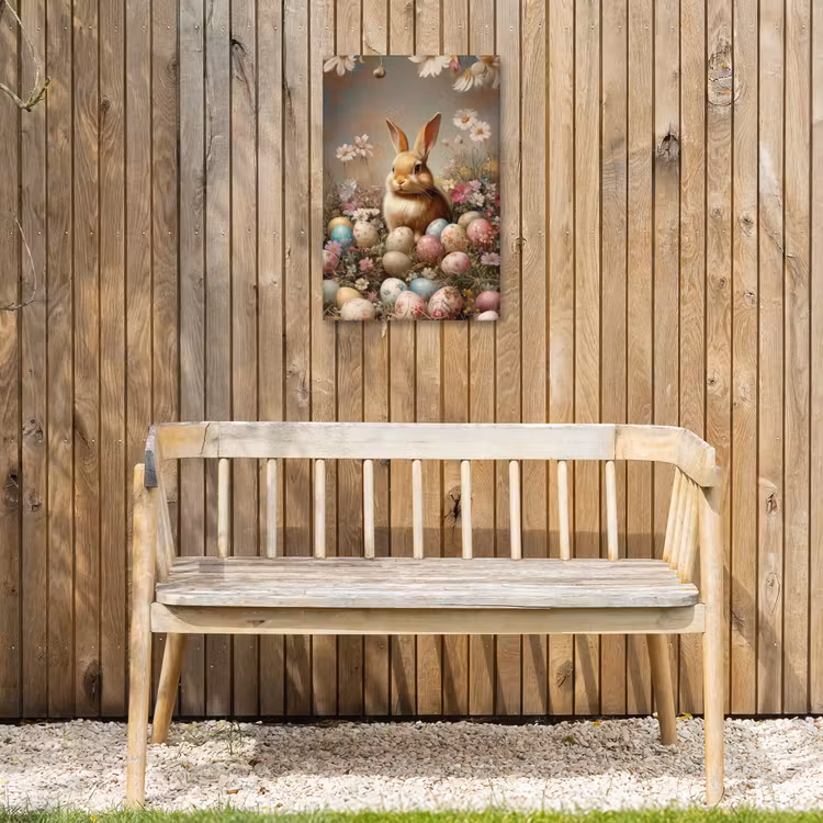 Paashaas - Lente - Paaseieren Tuinposter op houten frame 2 cm dik klein -sfeer4
