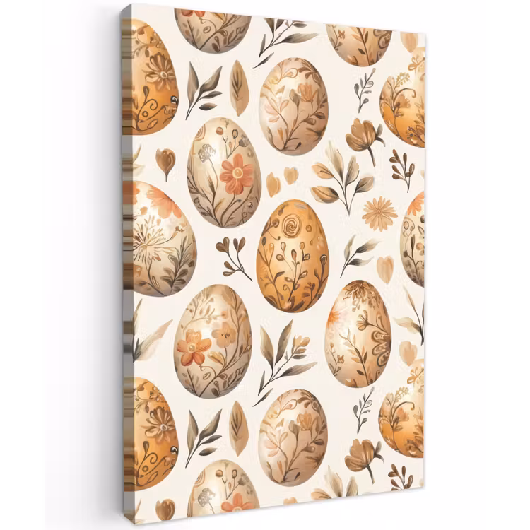 Paaseieren - Bruin - Bloemen Tuinposter op houten frame 2 cm dik klein -3d