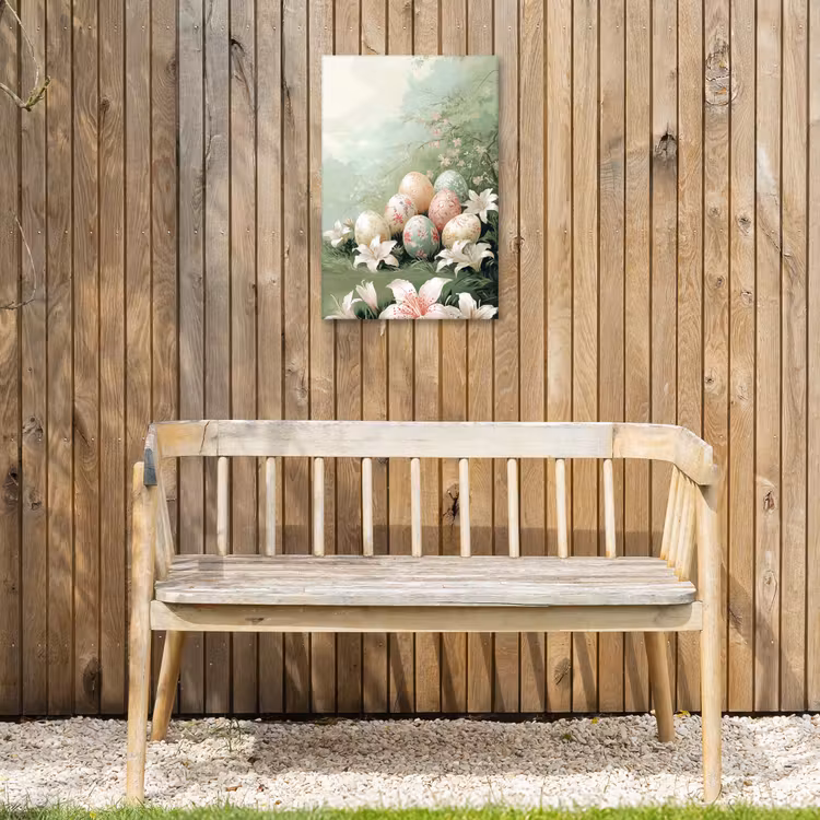 Paaseieren - Pasteltinten - Bloemen Tuinposter op houten frame 2 cm dik klein -sfeer4