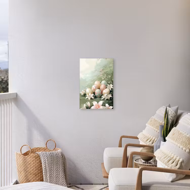 Paaseieren - Pasteltinten - Bloemen Tuinposter op houten frame 2 cm dik klein -sfeer1