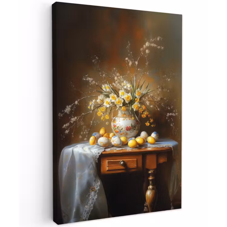 Paaseieren - Stilleven - Vaas Tuinposter op houten frame 2 cm dik klein -3d