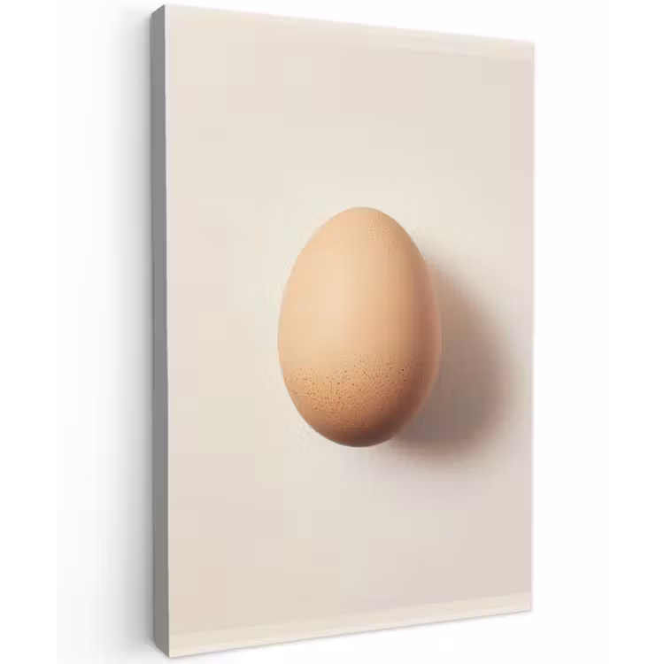 Ei - Beige - Ovaal - Egaal Tuinposter op houten frame 2 cm dik klein -3d