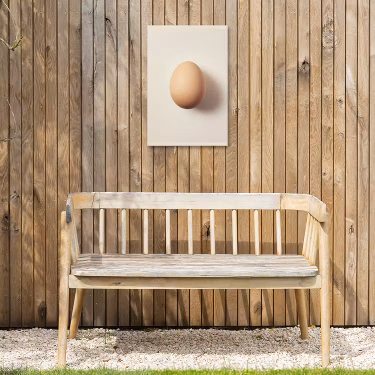 Ei - Beige - Ovaal - Egaal Tuinposter op houten frame 2 cm dik klein -sfeer4