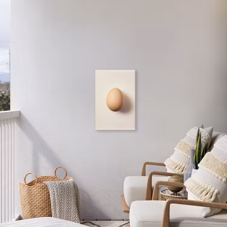 Ei - Beige - Ovaal - Egaal Tuinposter op houten frame 2 cm dik klein -sfeer1