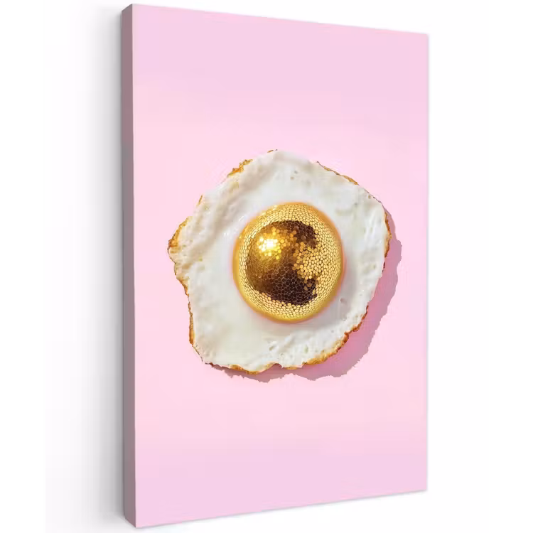 Ei - Disco - Ontbijt - Glitter Tuinposter op houten frame 2 cm dik klein -3d