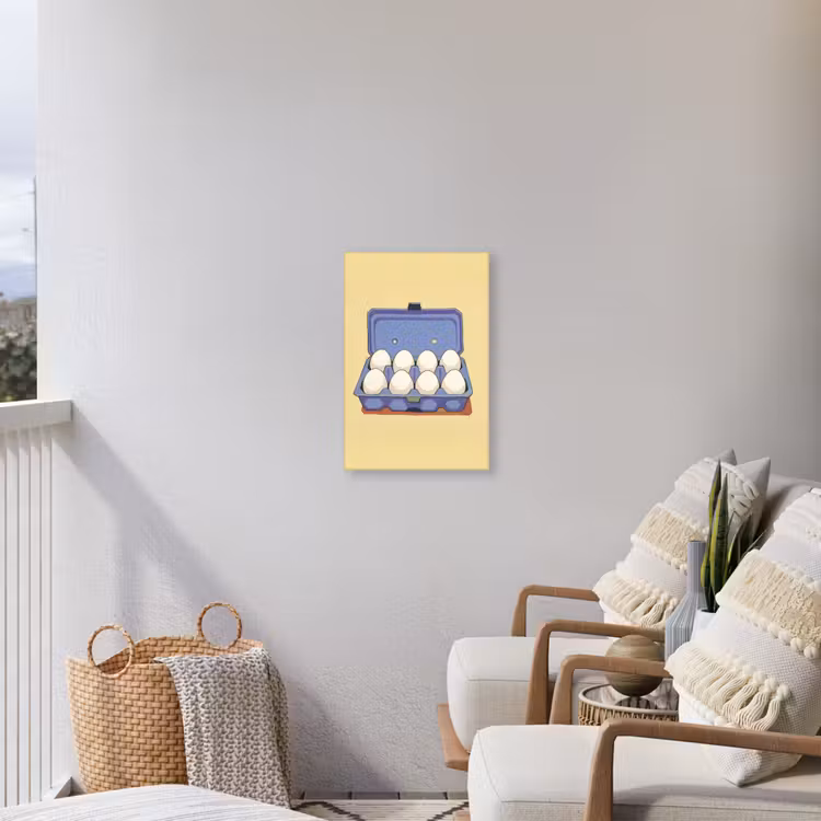 Eieren - Doos - Minimalistisch - Blauw Tuinposter op houten frame 2 cm dik klein -sfeer1