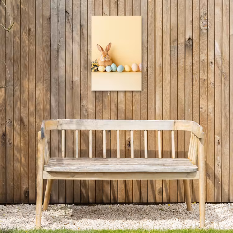 Eieren -  Konijn - Pasteltinten Tuinposter op houten frame 2 cm dik klein -sfeer4