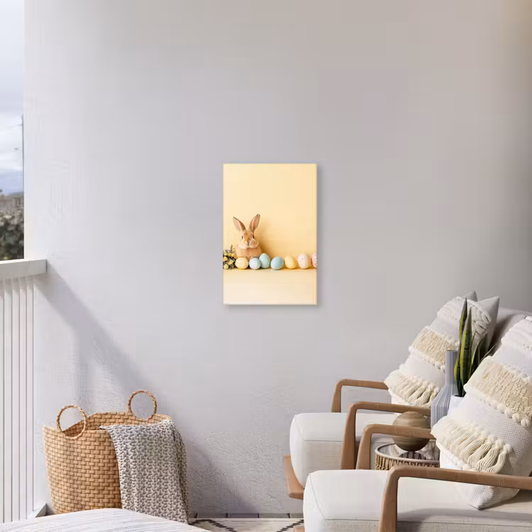 Eieren -  Konijn - Pasteltinten Tuinposter op houten frame 2 cm dik klein -sfeer1