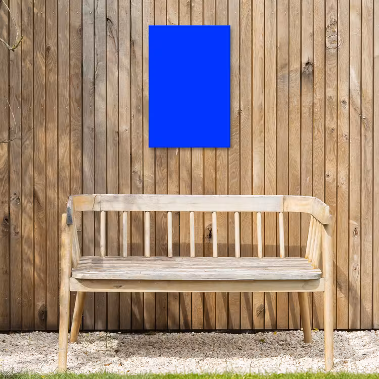 Electric - Blue - Blauw Tuinposter op houten frame 2 cm dik klein 841 -sfeer4