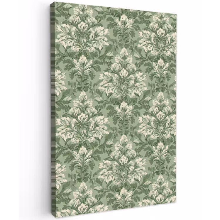 Sierlijk - Lichtgroen - Planten - Patroon - Getailleerd Tuinposter op houten frame 2 cm dik klein 841 -3d