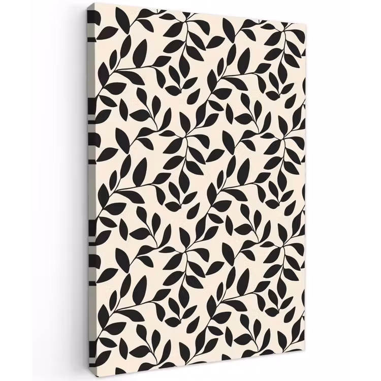 Elegant - Patroon - Zwart - Beige Tuinposter op houten frame 2 cm dik klein 841 -3d