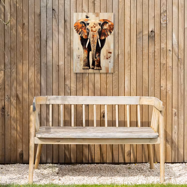 Olifant - Slurf - Mozaïek - Abstract Tuinposter op houten frame 2 cm dik klein -sfeer4