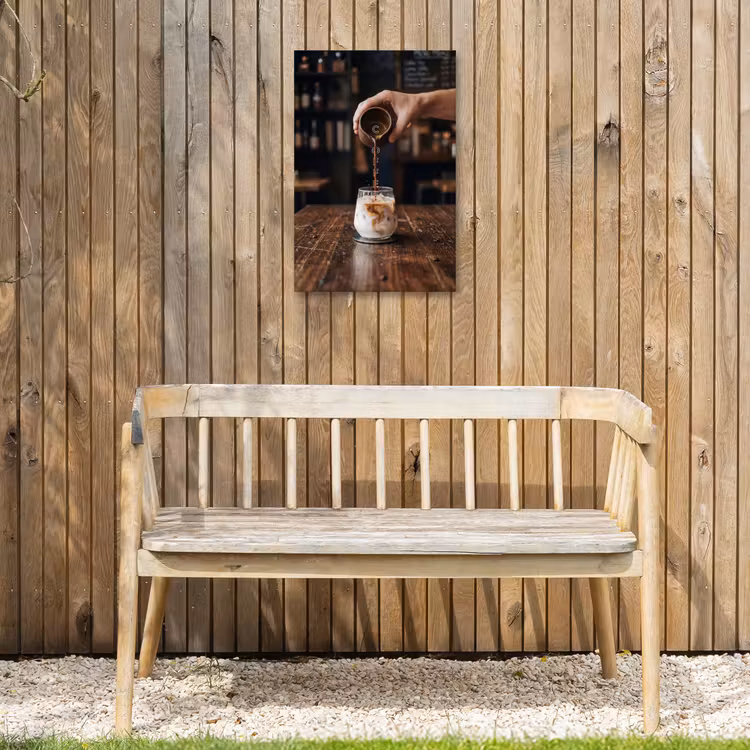 Espresso - Melk - Café Tuinposter op houten frame 2 cm dik klein -sfeer4
