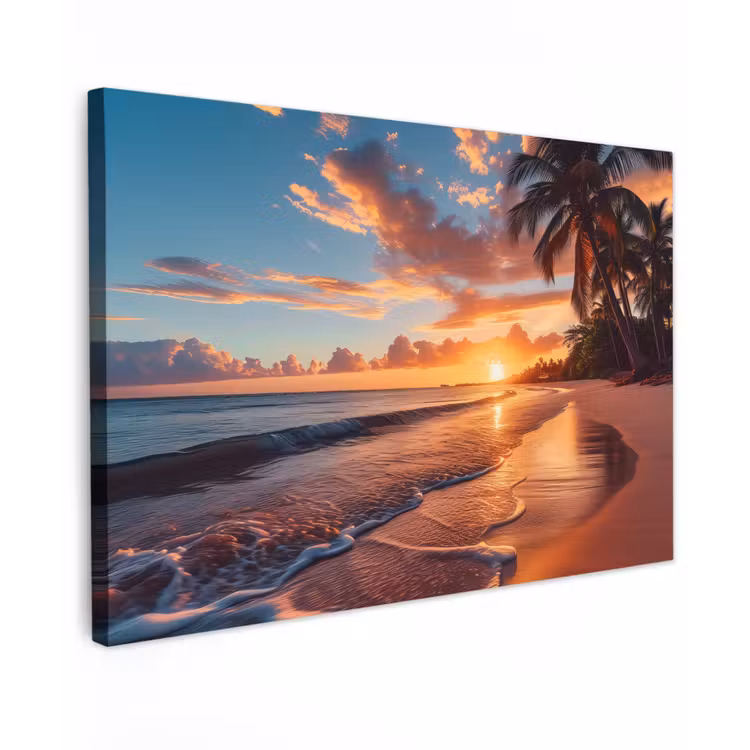 Avondgloren aan Zee Tuinposter op houten frame 2 cm dik middel -3d