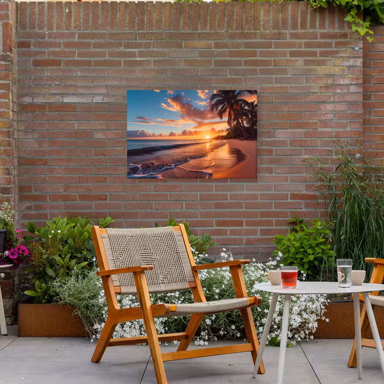 Avondgloren aan Zee Tuinposter op houten frame 2 cm dik middel -sfeer3