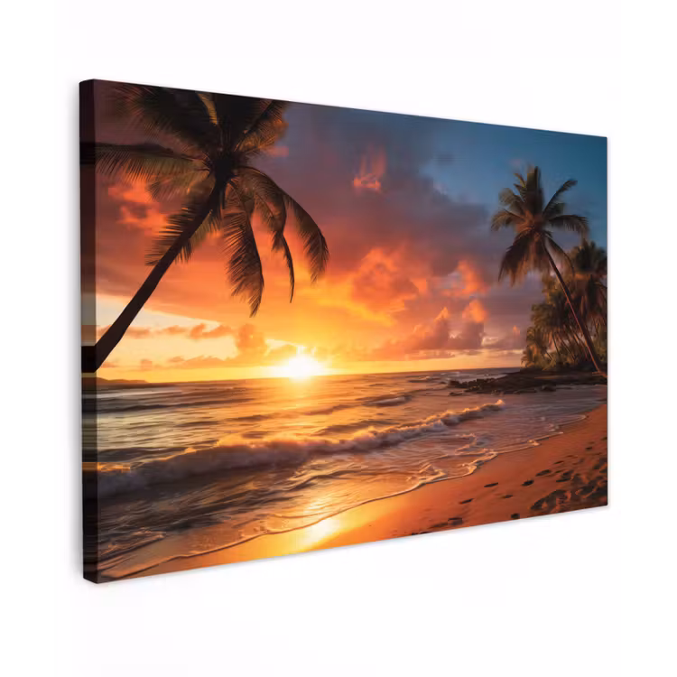 Avondrood aan Zee Tuinposter op houten frame 2 cm dik middel -3d