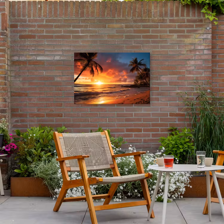 Avondrood aan Zee Tuinposter op houten frame 2 cm dik middel -sfeer3