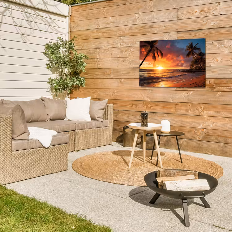 Avondrood aan Zee Tuinposter op houten frame 2 cm dik middel -sfeer2