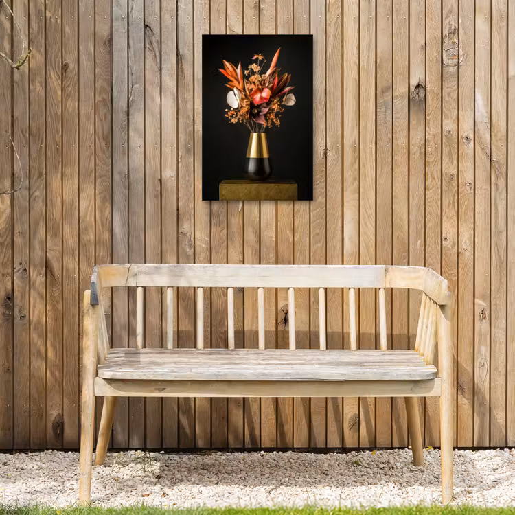 Exotisch - Boeket - Vaas - Goud Tuinposter op houten frame 2 cm dik klein -sfeer4